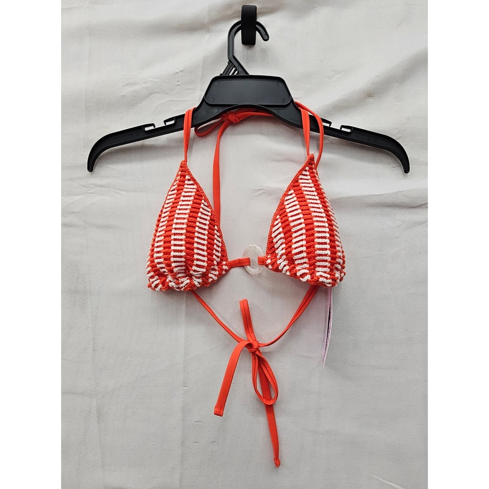 Wild Fable Womens Crochet Triangle Bikini Top Orange Polyester Casual Size Small